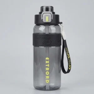 Garrafa Preta 800ml com Canudo