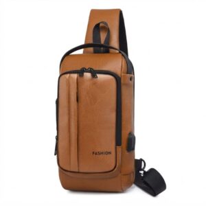 Mochila Pochete Couro Marrom Trava